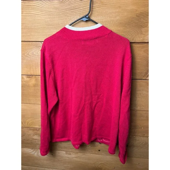 Tiara International Ugly Christmas Cardigan Sweater Lg Reindeer Candy Cane Holid - Picture 3 of 8